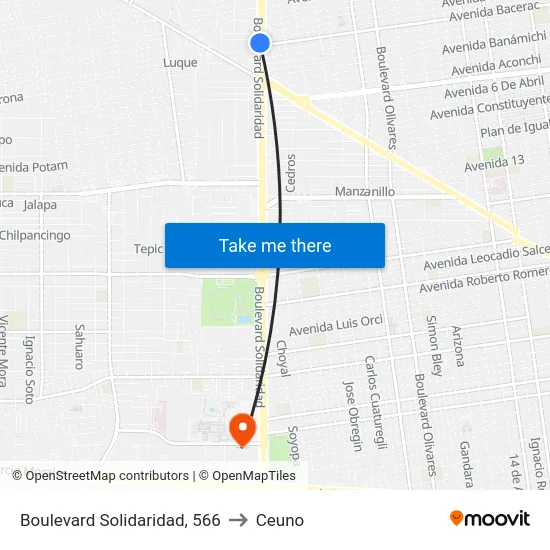 Boulevard Solidaridad, 566 to Ceuno map