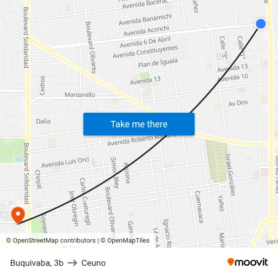 Buquivaba, 3b to Ceuno map