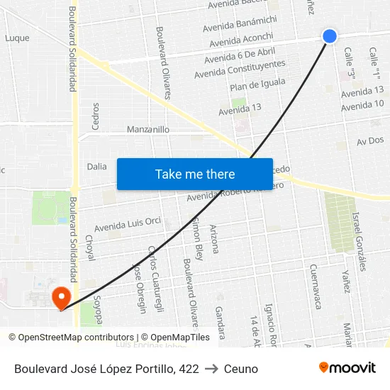 Boulevard José López Portillo, 422 to Ceuno map