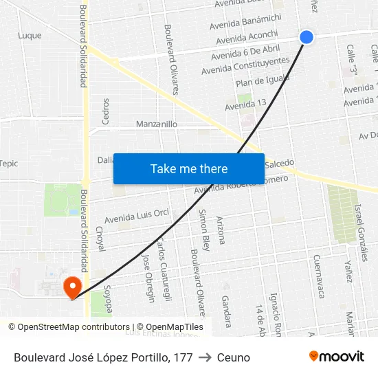 Boulevard José López Portillo, 177 to Ceuno map