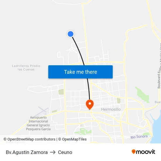 Bv.Agustin Zamora to Ceuno map