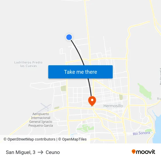 San Miguel, 3 to Ceuno map