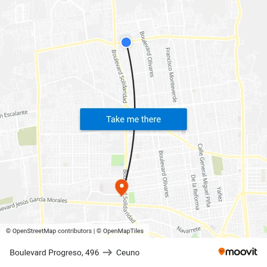 Boulevard Progreso, 496 to Ceuno map