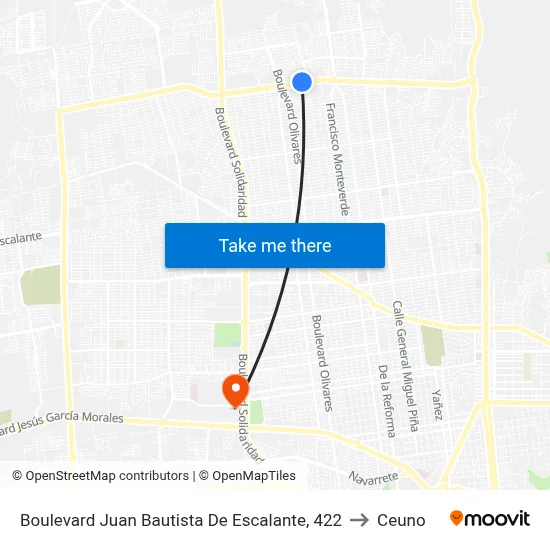 Boulevard Juan Bautista De Escalante, 422 to Ceuno map