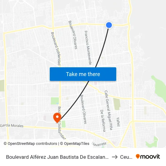 Boulevard Alférez Juan Bautista De Escalante, 443 to Ceuno map
