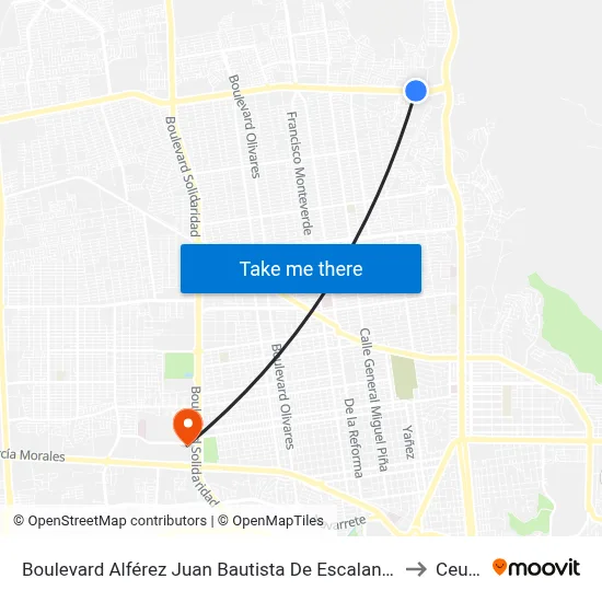 Boulevard Alférez Juan Bautista De Escalante, 154 to Ceuno map