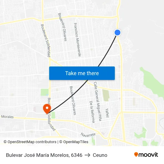 Bulevar José María Morelos, 6346 to Ceuno map