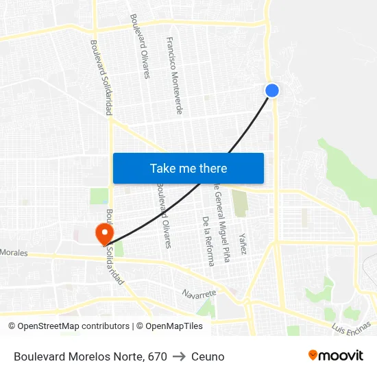 Boulevard Morelos Norte, 670 to Ceuno map