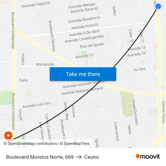 Boulevard Morelos Norte, 669 to Ceuno map