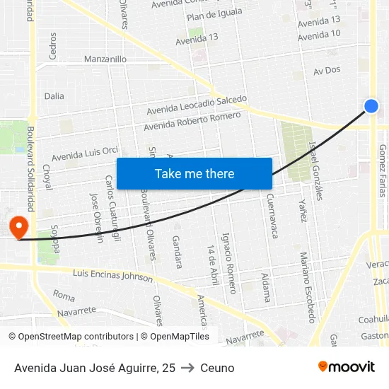 Avenida Juan José Aguirre, 25 to Ceuno map