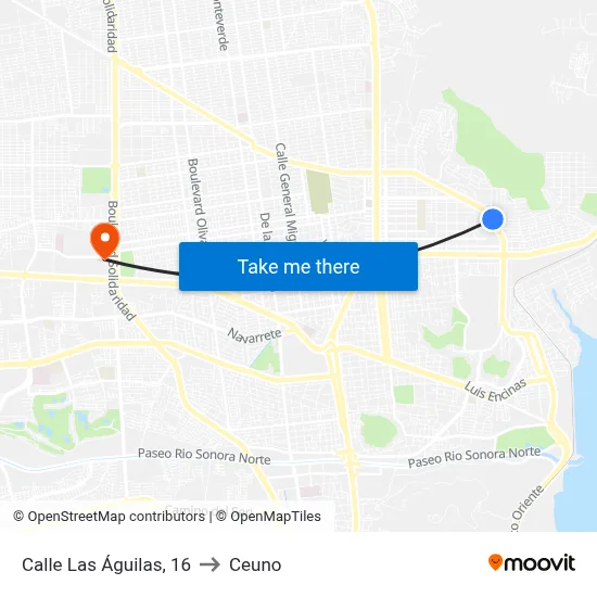 Calle Las Águilas, 16 to Ceuno map