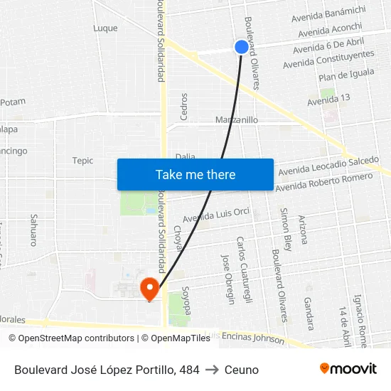 Boulevard José López Portillo, 484 to Ceuno map