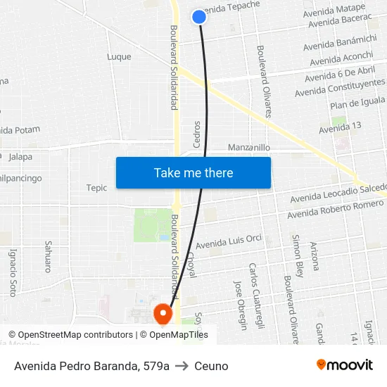 Avenida Pedro Baranda, 579a to Ceuno map