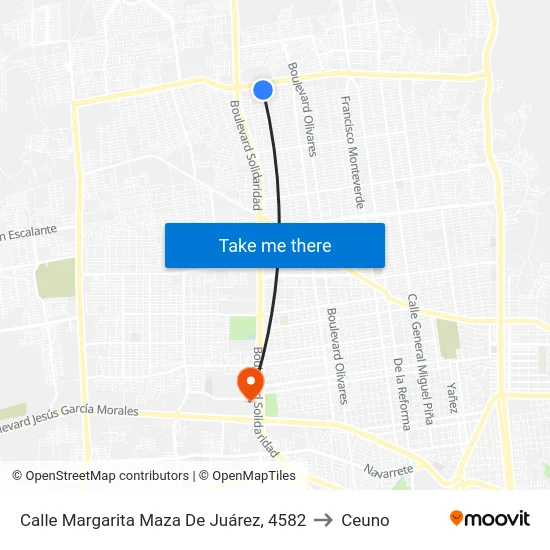 Calle Margarita Maza De Juárez, 4582 to Ceuno map