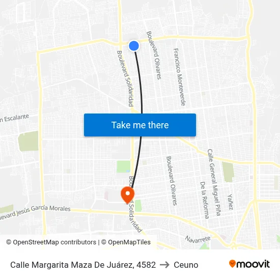Calle Margarita Maza De Juárez, 4582 to Ceuno map