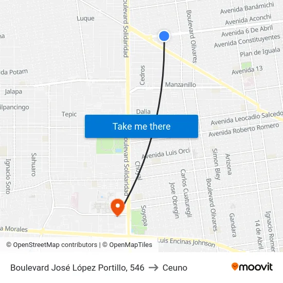 Boulevard José López Portillo, 546 to Ceuno map