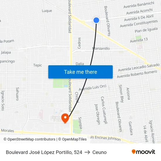 Boulevard José López Portillo, 524 to Ceuno map