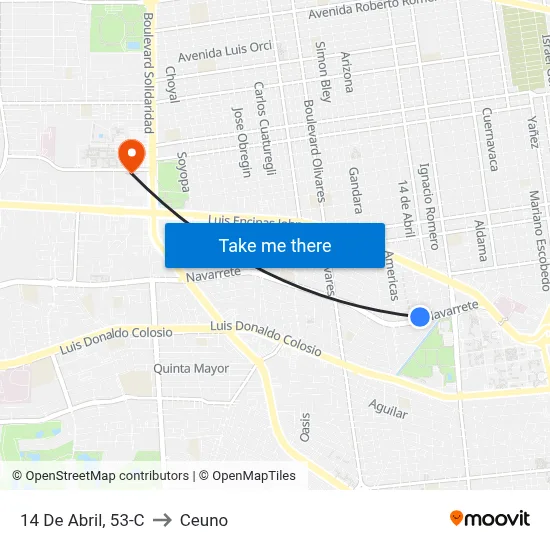 14 De Abril, 53-C to Ceuno map