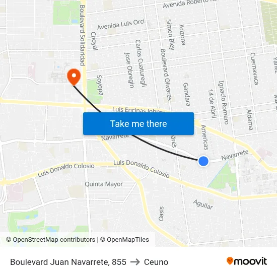 Boulevard Juan Navarrete, 855 to Ceuno map