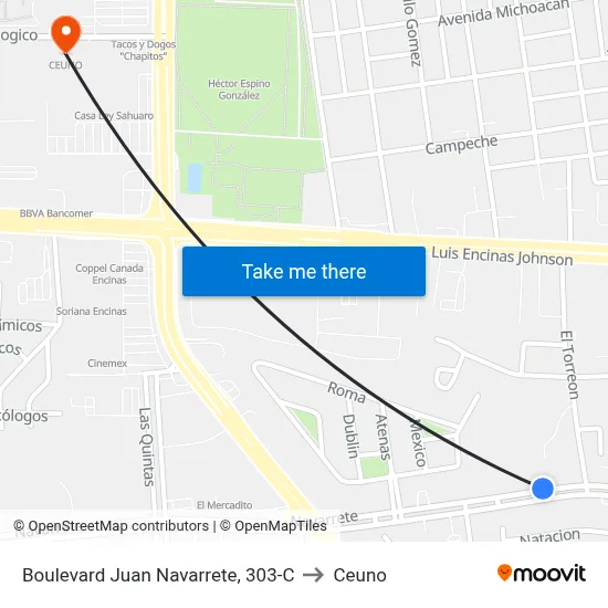 Boulevard Juan Navarrete, 303-C to Ceuno map