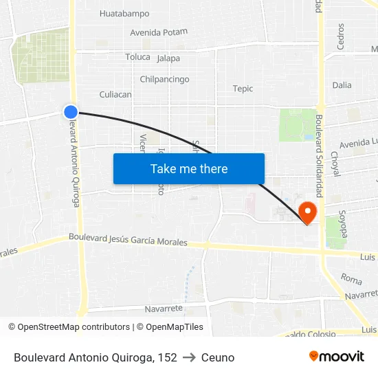 Boulevard Antonio Quiroga, 152 to Ceuno map