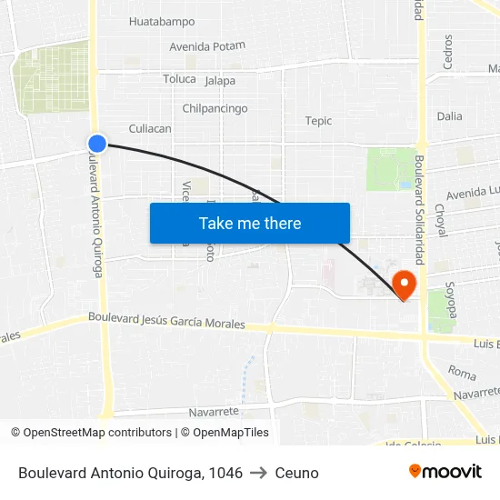 Boulevard Antonio Quiroga, 1046 to Ceuno map