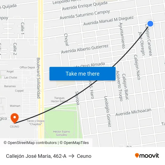 Callejón José María, 462-A to Ceuno map
