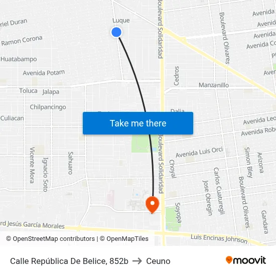 Calle República De Belice, 852b to Ceuno map