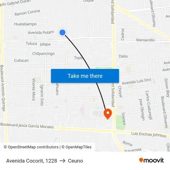 Avenida Cocorit, 1228 to Ceuno map