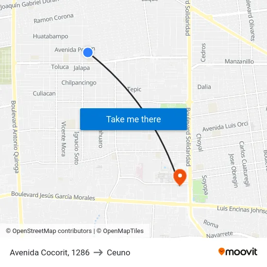 Avenida Cocorit, 1286 to Ceuno map