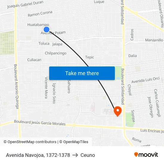 Avenida Navojoa, 1372-1378 to Ceuno map