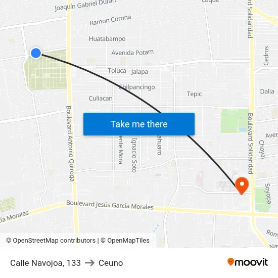Calle Navojoa, 133 to Ceuno map