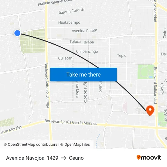 Avenida Navojoa, 1429 to Ceuno map