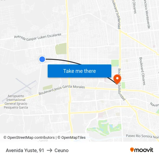 Avenida Yuste, 91 to Ceuno map