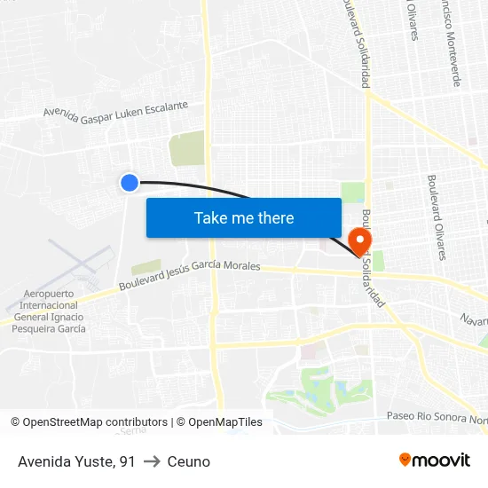 Avenida Yuste, 91 to Ceuno map