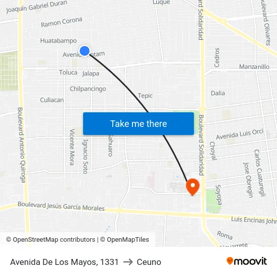 Avenida De Los Mayos, 1331 to Ceuno map