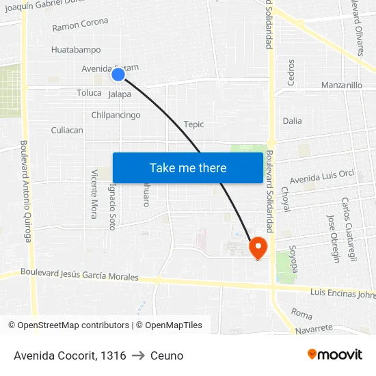 Avenida Cocorit, 1316 to Ceuno map