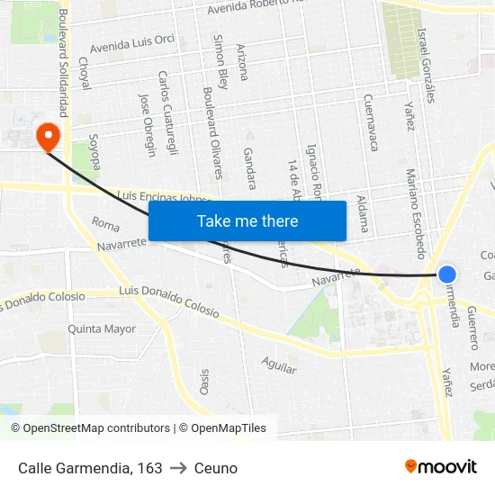 Calle Garmendia, 163 to Ceuno map