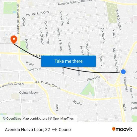 Avenida Nuevo León, 32 to Ceuno map