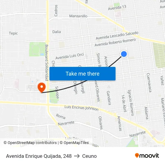 Avenida Enrique Quijada, 248 to Ceuno map