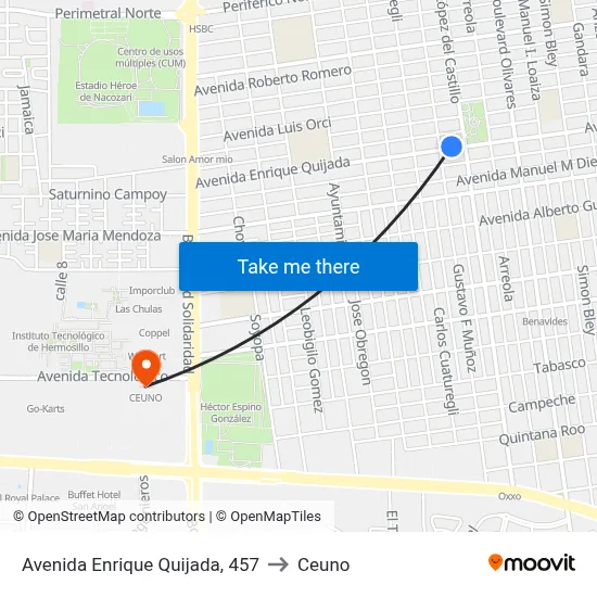 Avenida Enrique Quijada, 457 to Ceuno map