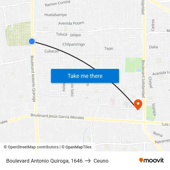 Boulevard Antonio Quiroga, 1646 to Ceuno map