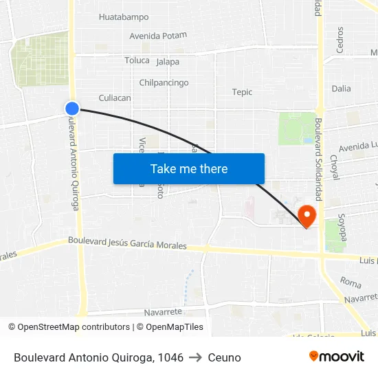Boulevard Antonio Quiroga, 1046 to Ceuno map