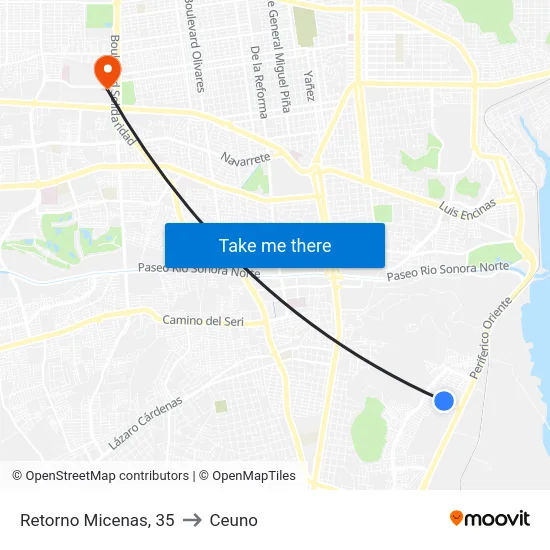 Retorno Micenas, 35 to Ceuno map