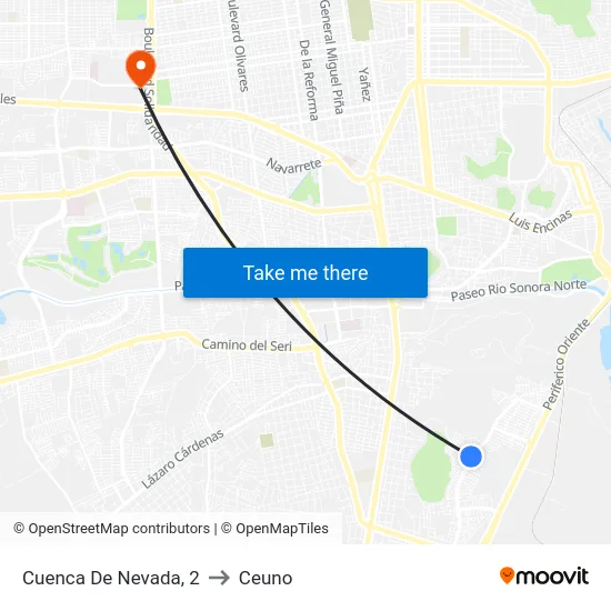 Cuenca De Nevada, 2 to Ceuno map