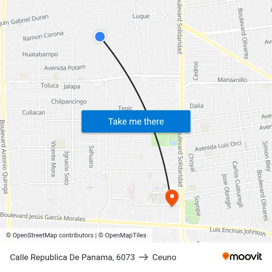 Calle Republica De Panama, 6073 to Ceuno map