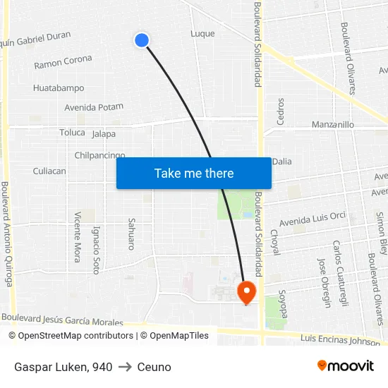 Gaspar Luken, 940 to Ceuno map
