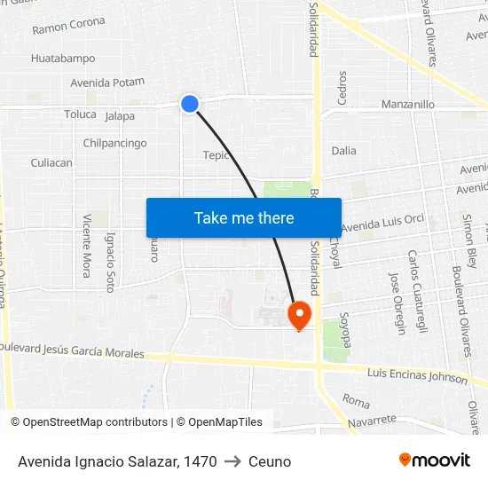 Avenida Ignacio Salazar, 1470 to Ceuno map
