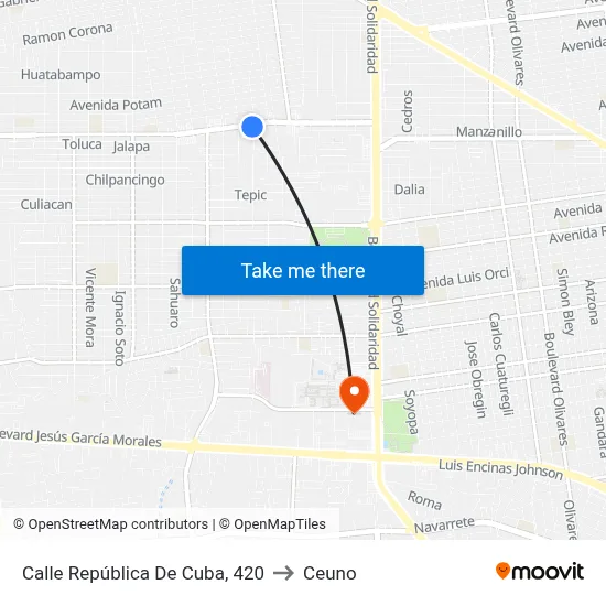 Calle República De Cuba, 420 to Ceuno map