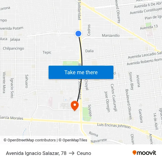 Avenida Ignacio Salazar, 78 to Ceuno map
